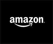 A black and white logo of amazon.