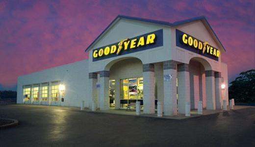 A goodyear store with the word " goodyear " on it.