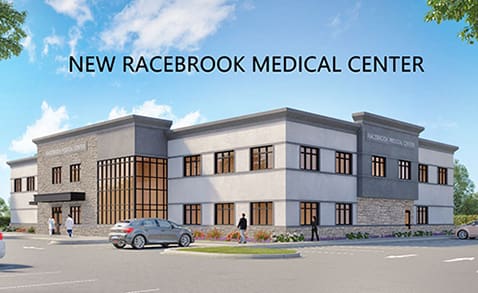 A rendering of the new racebrook medical center.